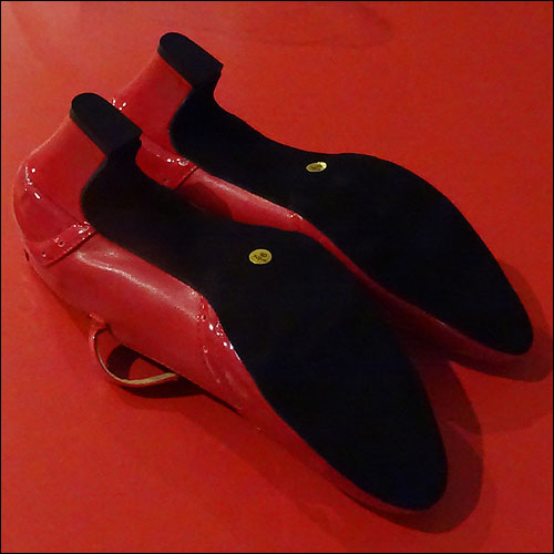 Ladies red dance shoes - 45mm heel - size 4 - 12.5