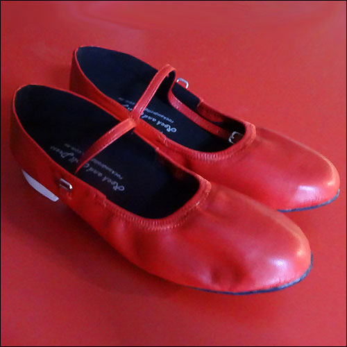 Image of Ladies red rockabilly swing dance shoes 10mm heel