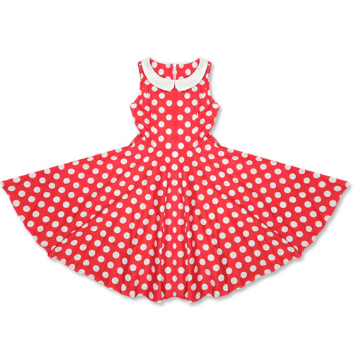 Image of Emily red white polka dot dress in children's size 4-12