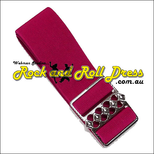 Image of Rose pink elastic cinch belt 50mm wide fits up to 130cm waist