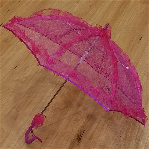 Image of Fuchsia ruffle lace parasol