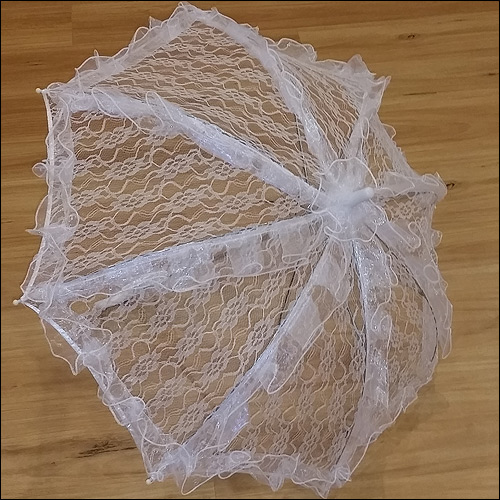 White ruffle lace parasol