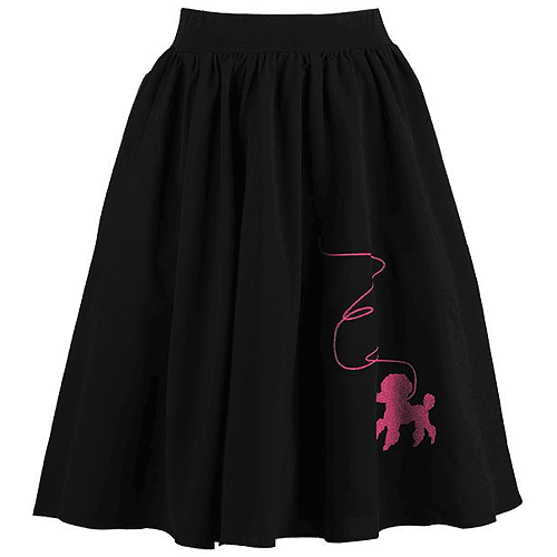 Image of Black Pink Poodle full circle rockabilly skirt S-2XL