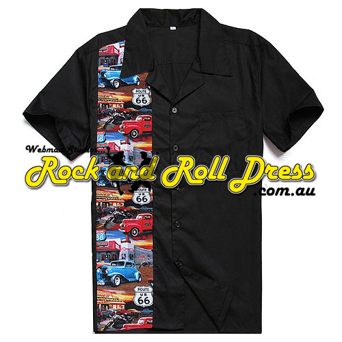 Route 66 Hot Rod rock and roll shirt