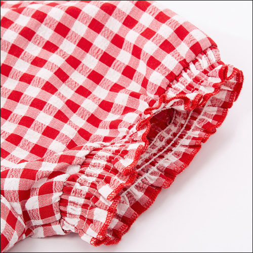 Red gingham rockabilly peasant top S - 2XL